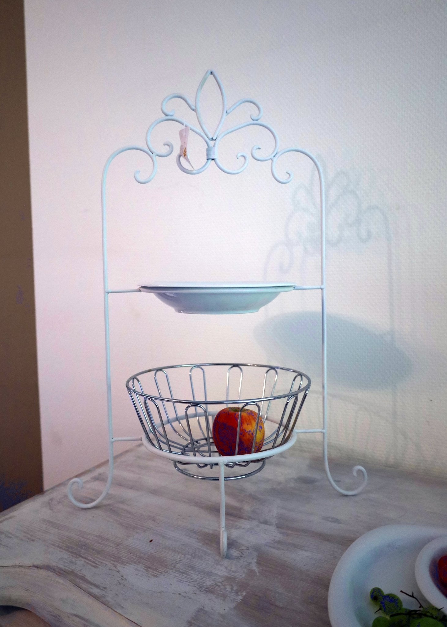 Etagere Weiß Metall Landhausstil - Tellerständer & Obstablage {{ Shabby Chic und Landhaus Deko }} {{ www.Stein-Alt.de }}