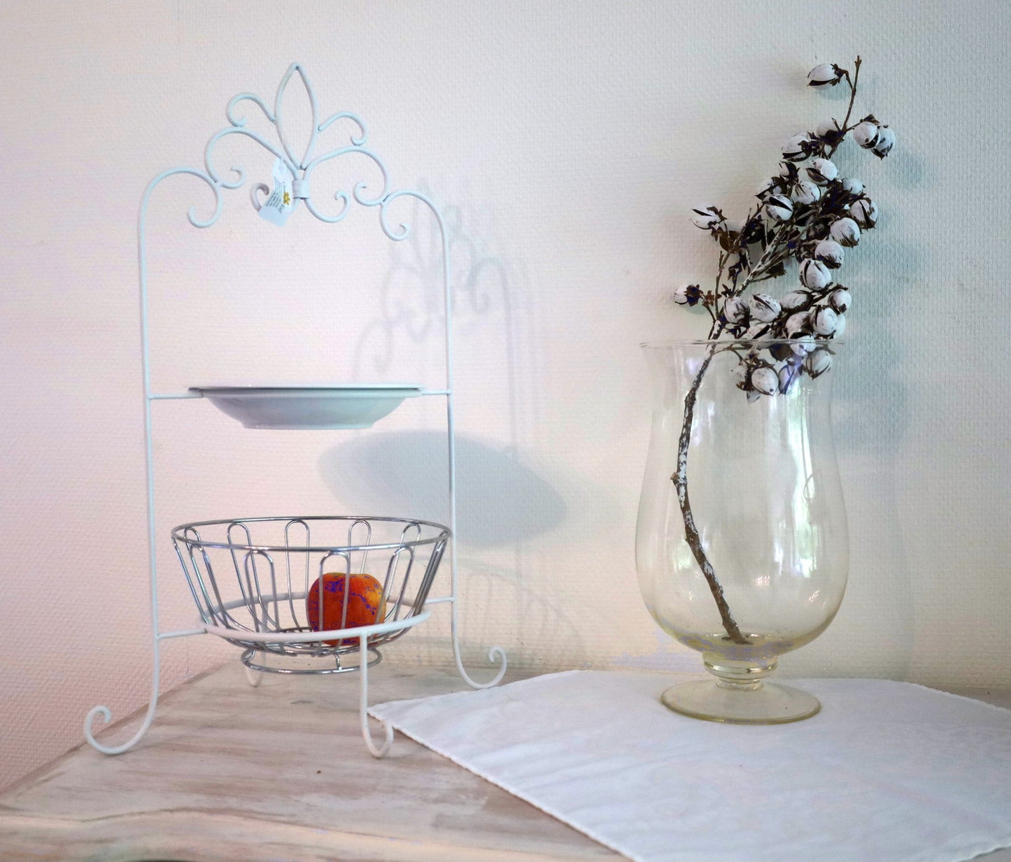 Etagere Weiß Metall Landhausstil - Tellerständer & Obstablage {{ Shabby Chic und Landhaus Deko }} {{ www.Stein-Alt.de }}