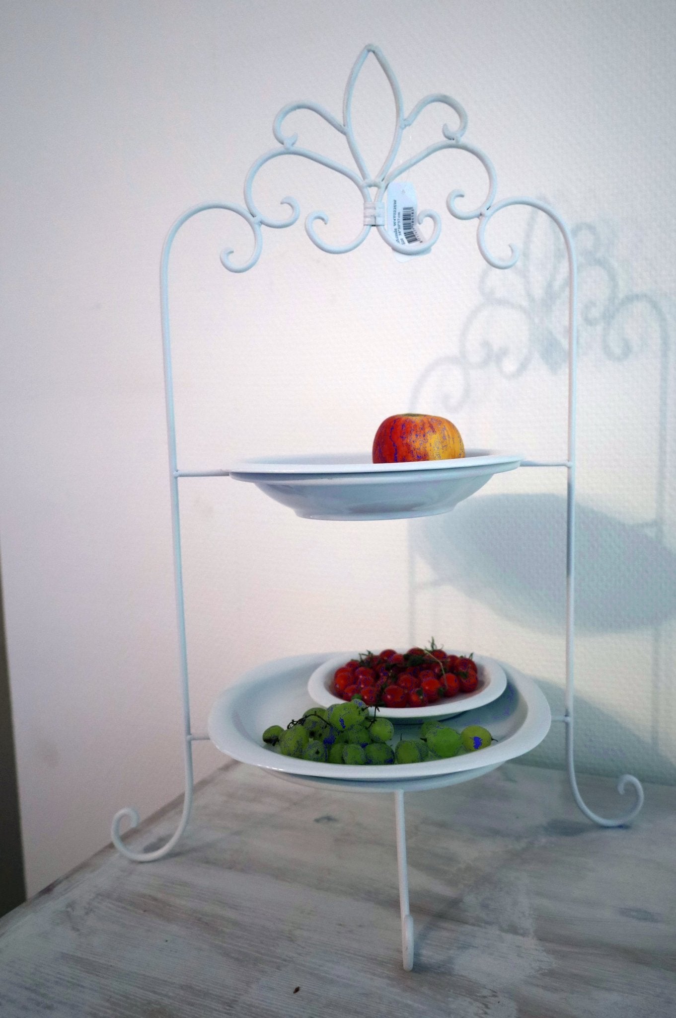 Etagere Weiß Metall Landhausstil - Tellerständer & Obstablage {{ Shabby Chic und Landhaus Deko }} {{ www.Stein-Alt.de }}