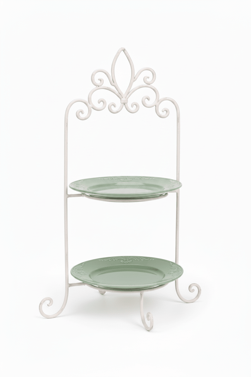 Etagere Weiß Metall Landhausstil - Tellerständer & Obstablage {{ Shabby Chic und Landhaus Deko }} {{ www.Stein-Alt.de }}
