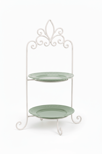 Tellerständer Etagere Weiß Metall Landhausstil - Tellerständer & Obstablage Shabby Chic und Landhaus Deko bei www.Stein-Alt.de