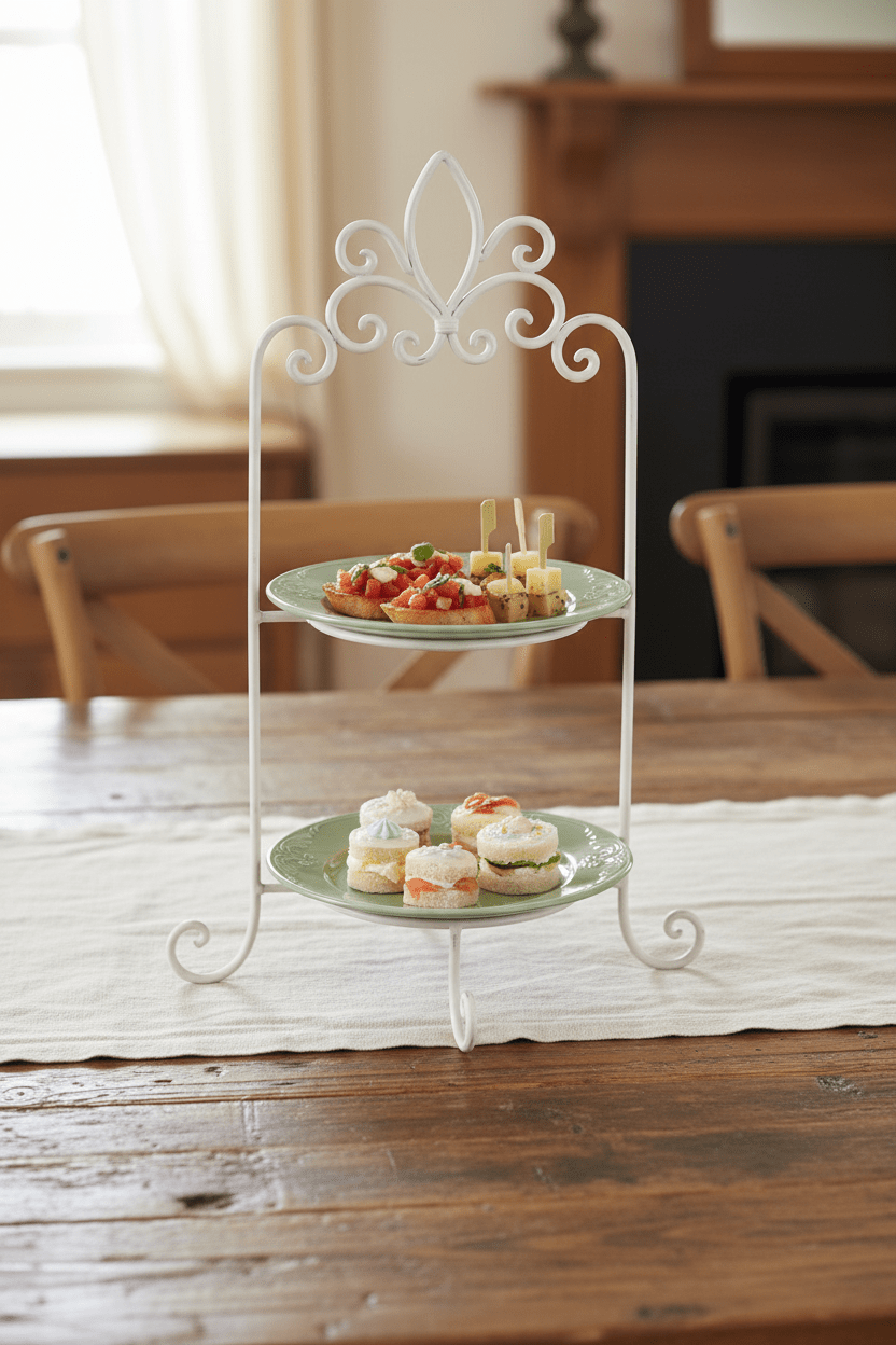 Etagere Weiß Metall Landhausstil - Tellerständer & Obstablage {{ Shabby Chic und Landhaus Deko }} {{ www.Stein-Alt.de }}