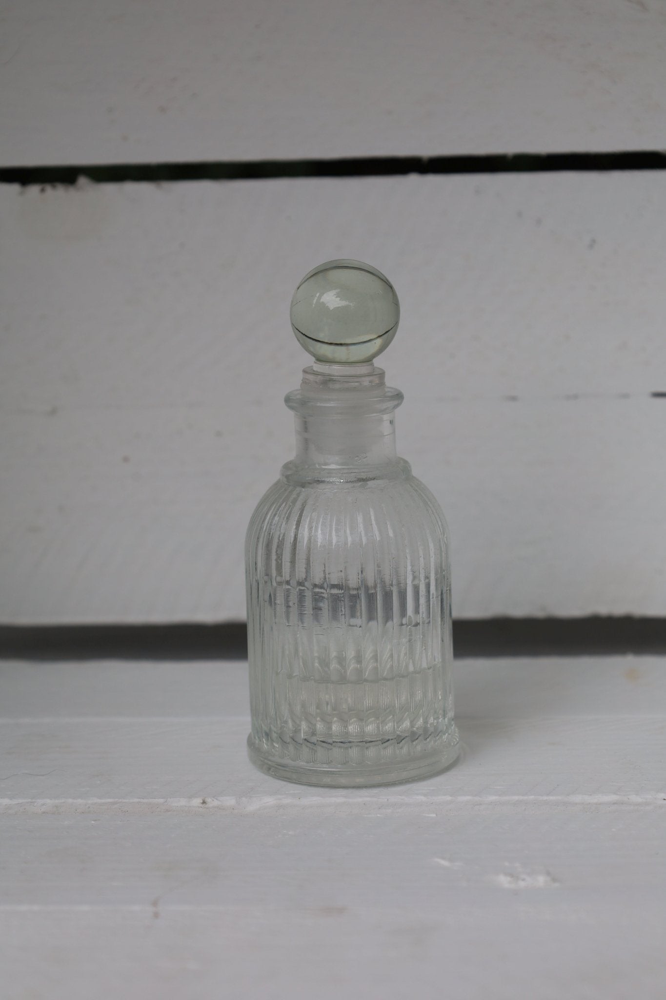 Fläschchen, kleine Flasche aus Glas mit Stopfen, verschiedene Formen {{ Shabby Chic und Landhaus Deko }} {{ www.Stein-Alt.de }}