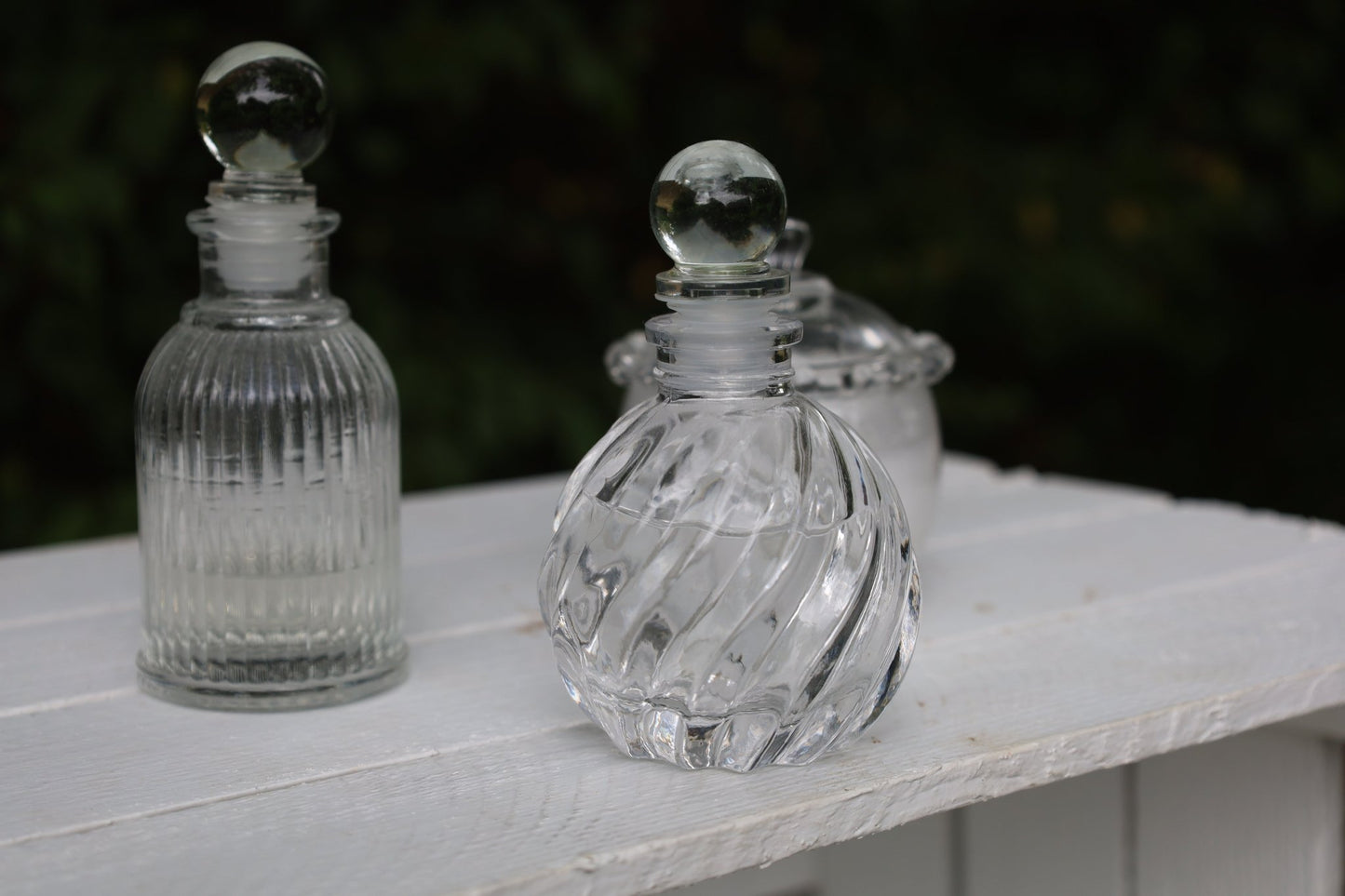 Fläschchen, kleine Flasche aus Glas mit Stopfen, verschiedene Formen {{ Shabby Chic und Landhaus Deko }} {{ www.Stein-Alt.de }}