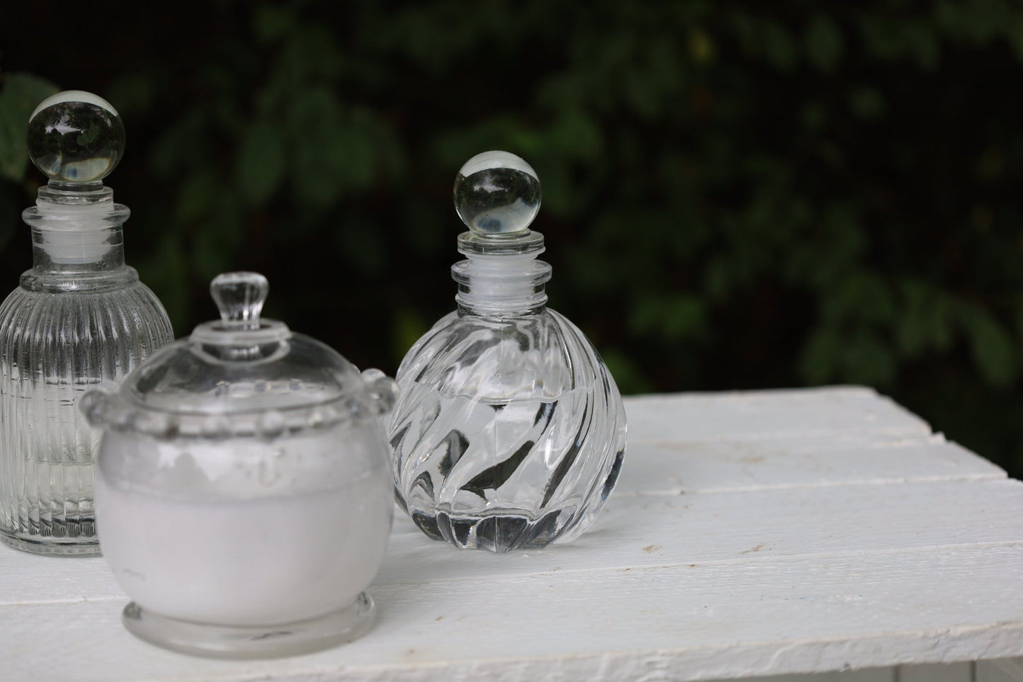 Fläschchen, kleine Flasche aus Glas mit Stopfen, verschiedene Formen {{ Shabby Chic und Landhaus Deko }} {{ www.Stein-Alt.de }}