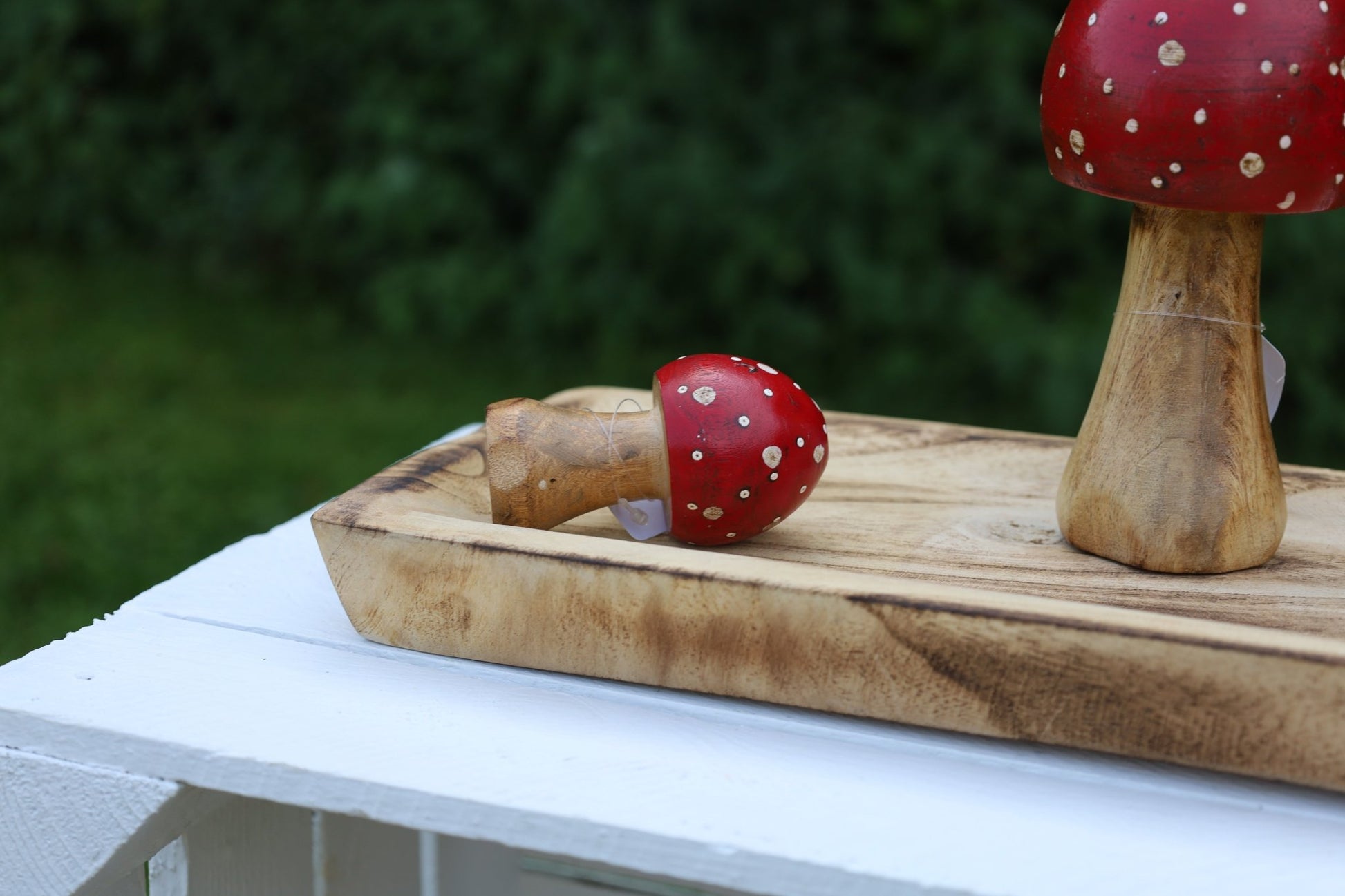 Fliegenpilz Deko aus Holz – Herbstliche Dekoration Rot-Weiß {{ Shabby Chic und Landhaus Deko }} {{ www.Stein-Alt.de }}