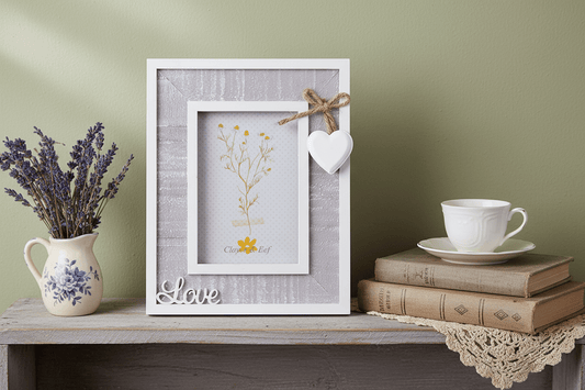 Fotorahmen Herz Love Grau Weiß 16x20 cm Holz Landhausstil - Clayre & Eef {{ Shabby Chic und Landhaus Deko }} {{ www.Stein-Alt.de }}
