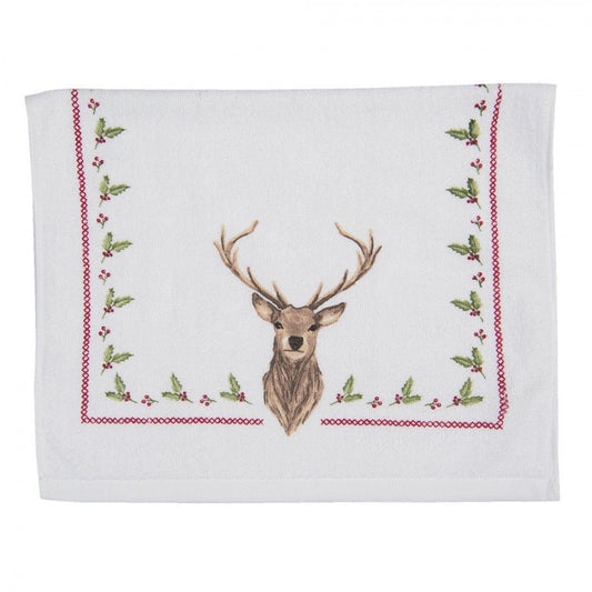 Gästehandtuch Landhausstil mit Hirschmotiv Winter - Clayre & Eef {{ Shabby Chic und Landhaus Deko }} {{ www.Stein-Alt.de }}