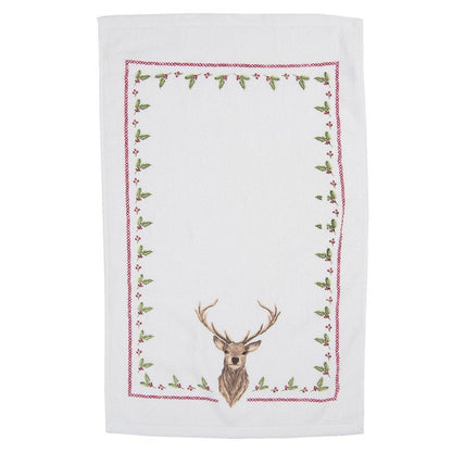 Gästehandtuch Gästehandtuch Landhausstil mit Hirschmotiv Winter - Clayre & Eef Shabby Chic und Landhaus Deko bei www.Stein-Alt.de