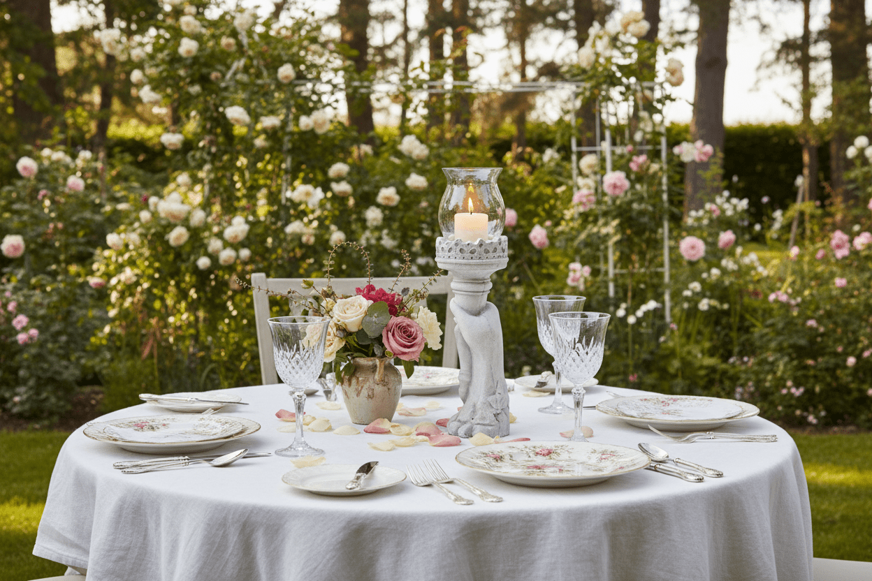 Garten-Deko in Grau, im Landhausstil aus Steinguss, Fackel mit Kerzenhalter {{ Shabby Chic und Landhaus Deko }} {{ www.Stein-Alt.de }}