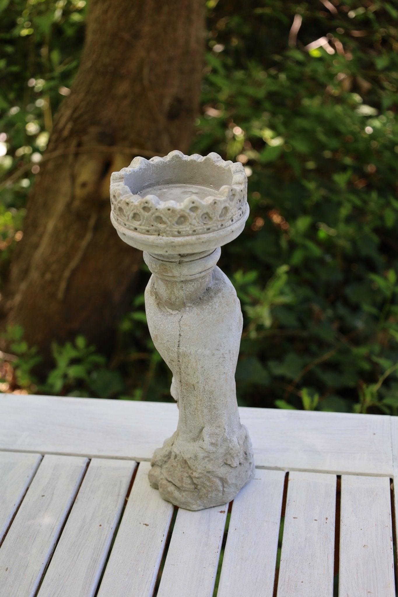Garten-Deko in Grau, im Landhausstil aus Steinguss, Fackel mit Kerzenhalter {{ Shabby Chic und Landhaus Deko }} {{ www.Stein-Alt.de }}