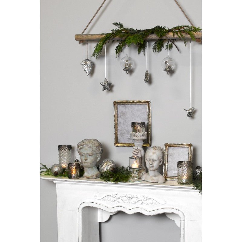 Garten-Deko in Grau, im Landhausstil aus Steinguss, Fackel mit Kerzenhalter {{ Shabby Chic und Landhaus Deko }} {{ www.Stein-Alt.de }}