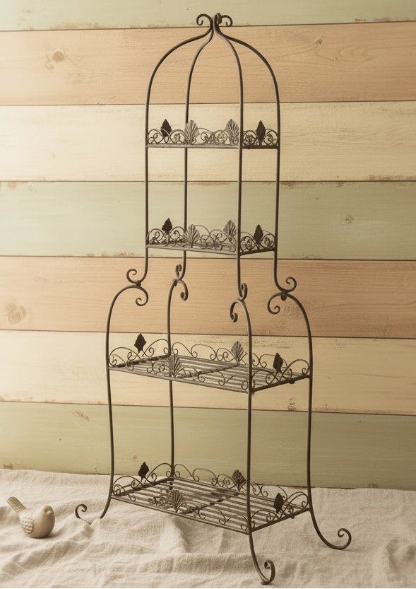 Garten-Regal Metall Braun 160 cm – Pflanzenständer Shabby Chic Landhaus {{ Shabby Chic und Landhaus Deko }} {{ www.Stein-Alt.de }}
