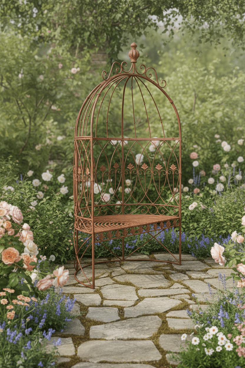Gartenbank Eisen Edelrost – Romantischer Landhausstil | Clayre & Eef {{ Shabby Chic und Landhaus Deko }} {{ www.Stein-Alt.de }}