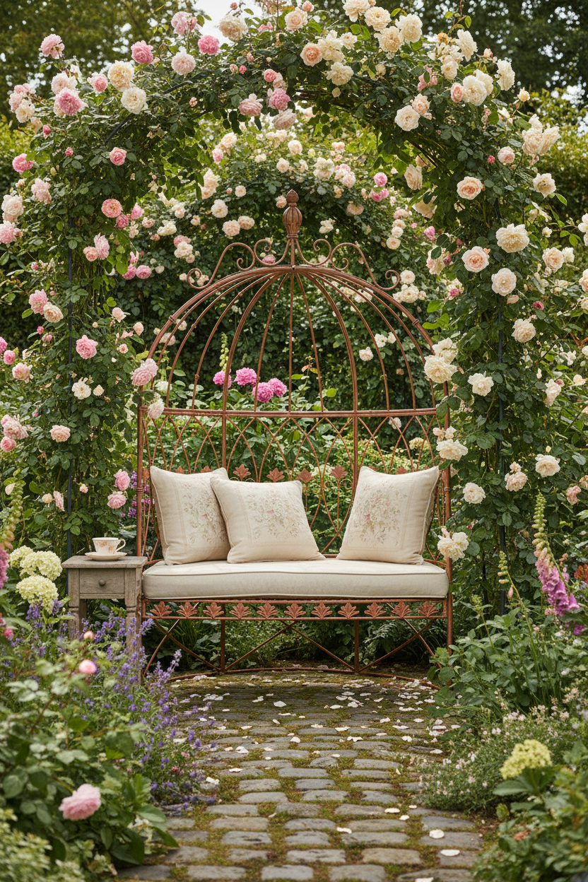 Gartenbank Eisen Edelrost – Romantischer Landhausstil | Clayre & Eef {{ Shabby Chic und Landhaus Deko }} {{ www.Stein-Alt.de }}