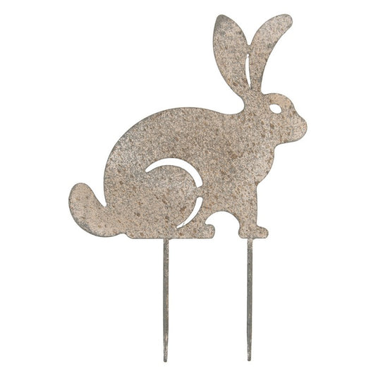 Gartenspieß Hase Grau Metall – Gartenstecker Landhaus Osterdeko in 2 Größen