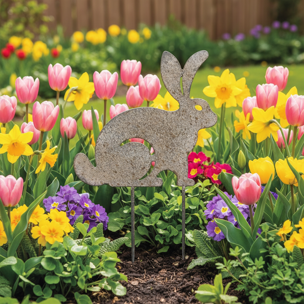 Gartenspieß Hase Grau Metall – Gartenstecker Landhaus Osterdeko in 2 Größen {{ Shabby Chic und Landhaus Deko }} {{ www.Stein-Alt.de The cosy Cottage }}