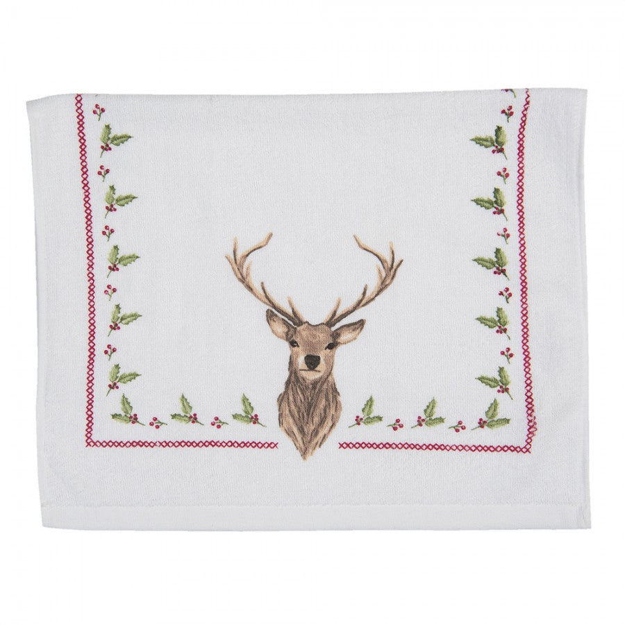 Gästehandtuch Landhausstil mit Hirschmotiv Winter - Clayre & Eef