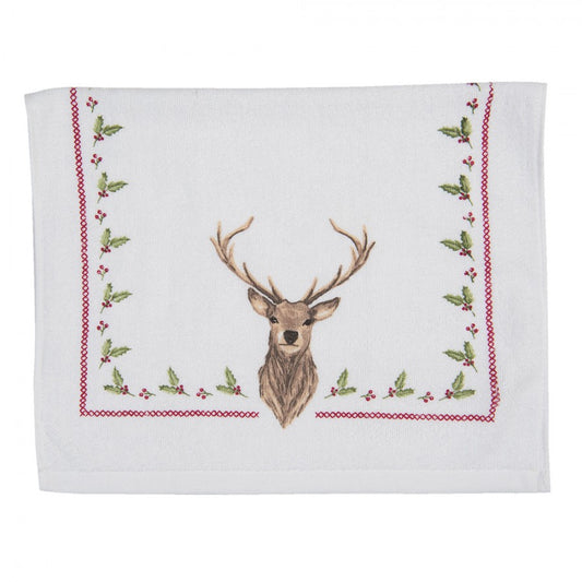 Gästehandtuch Landhausstil mit Hirschmotiv Winter - Clayre & Eef