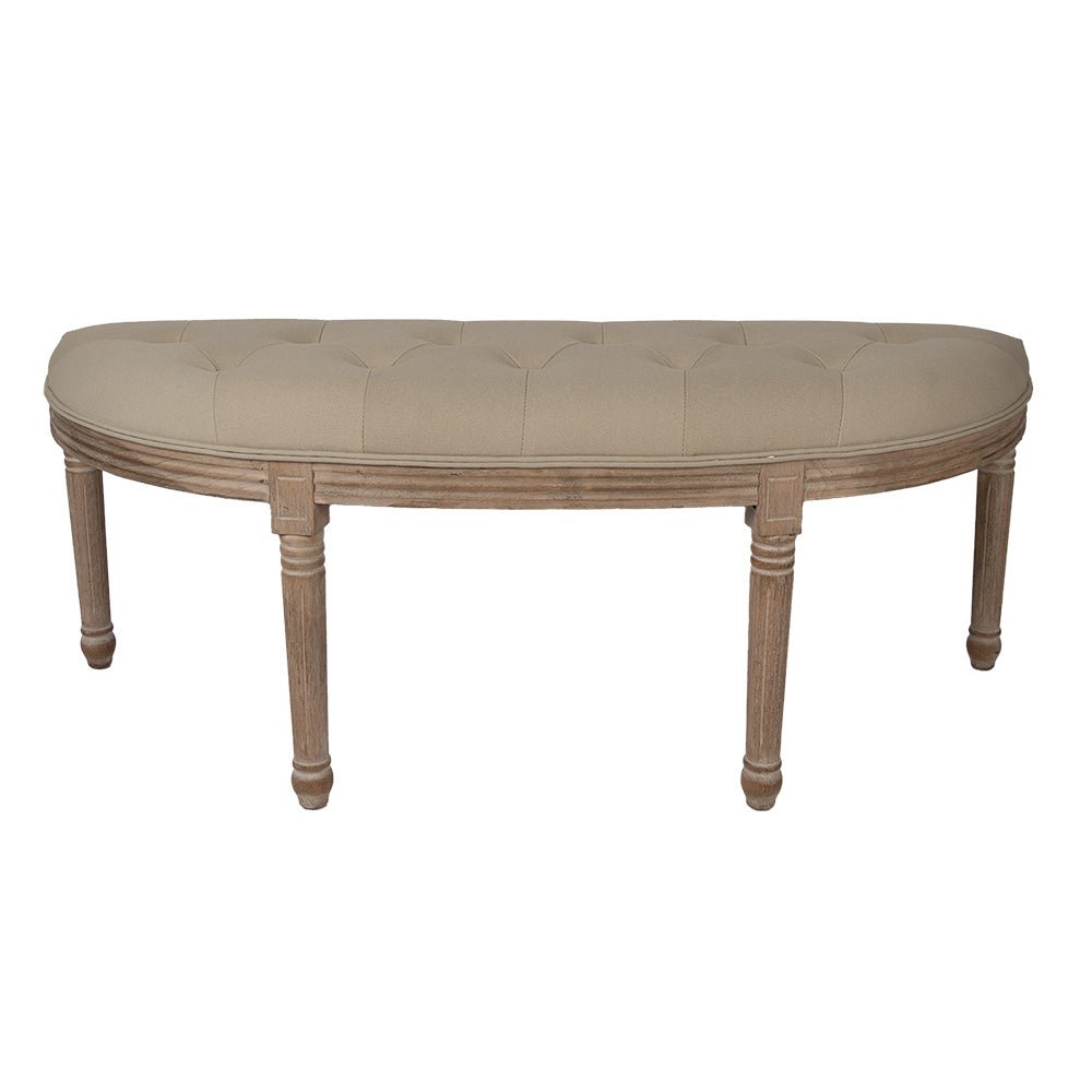 Gepolsterte Sitzbank: Filigran aus Holz in Beige-Braun {{ Shabby Chic und Landhaus Deko }} {{ www.Stein-Alt.de }}