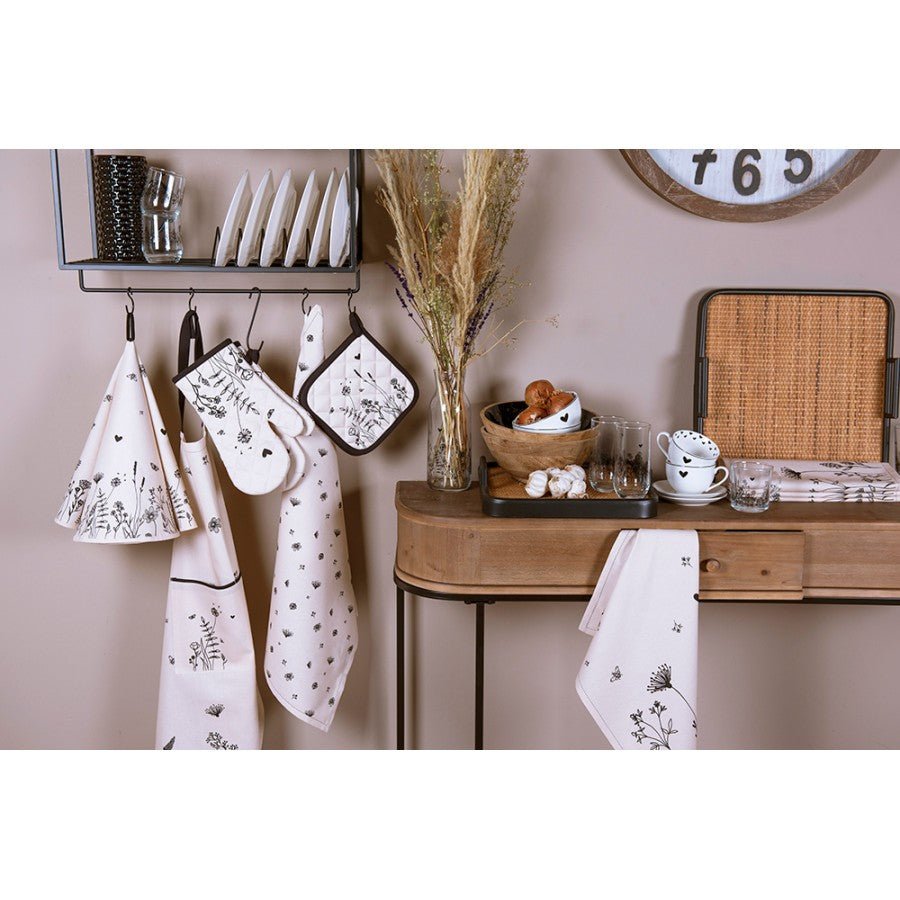 Glaskaraffe 1L Wiesenblumen Schwarz - Clayre & Eef Wasserkaraffe Landhaus {{ Shabby Chic und Landhaus Deko }} {{ www.Stein-Alt.de }}