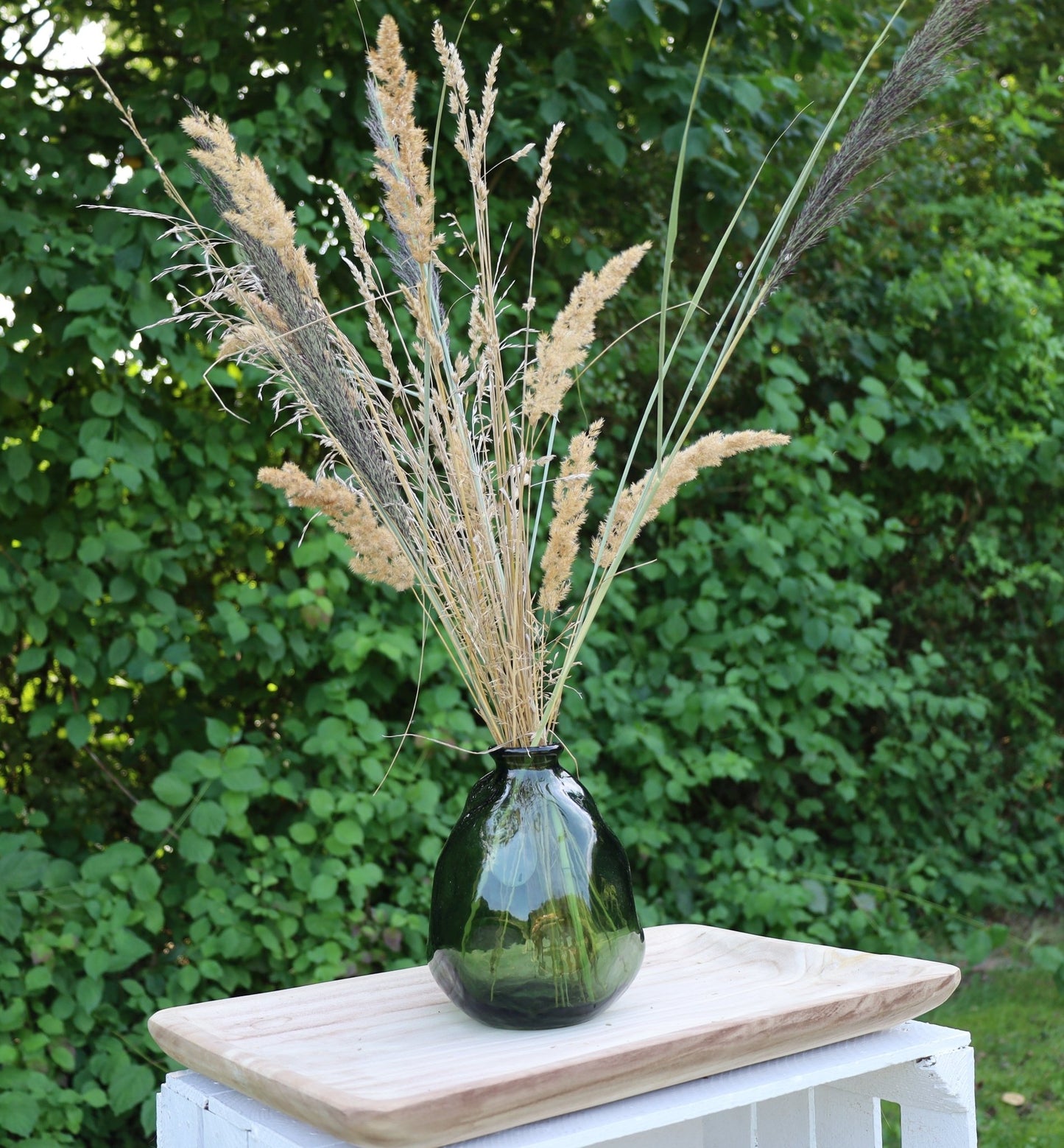 Glasvase Grün Recycelt 20cm - Organische Form Landhaus Boho Deko {{ Shabby Chic und Landhaus Deko }} {{ www.Stein-Alt.de }}