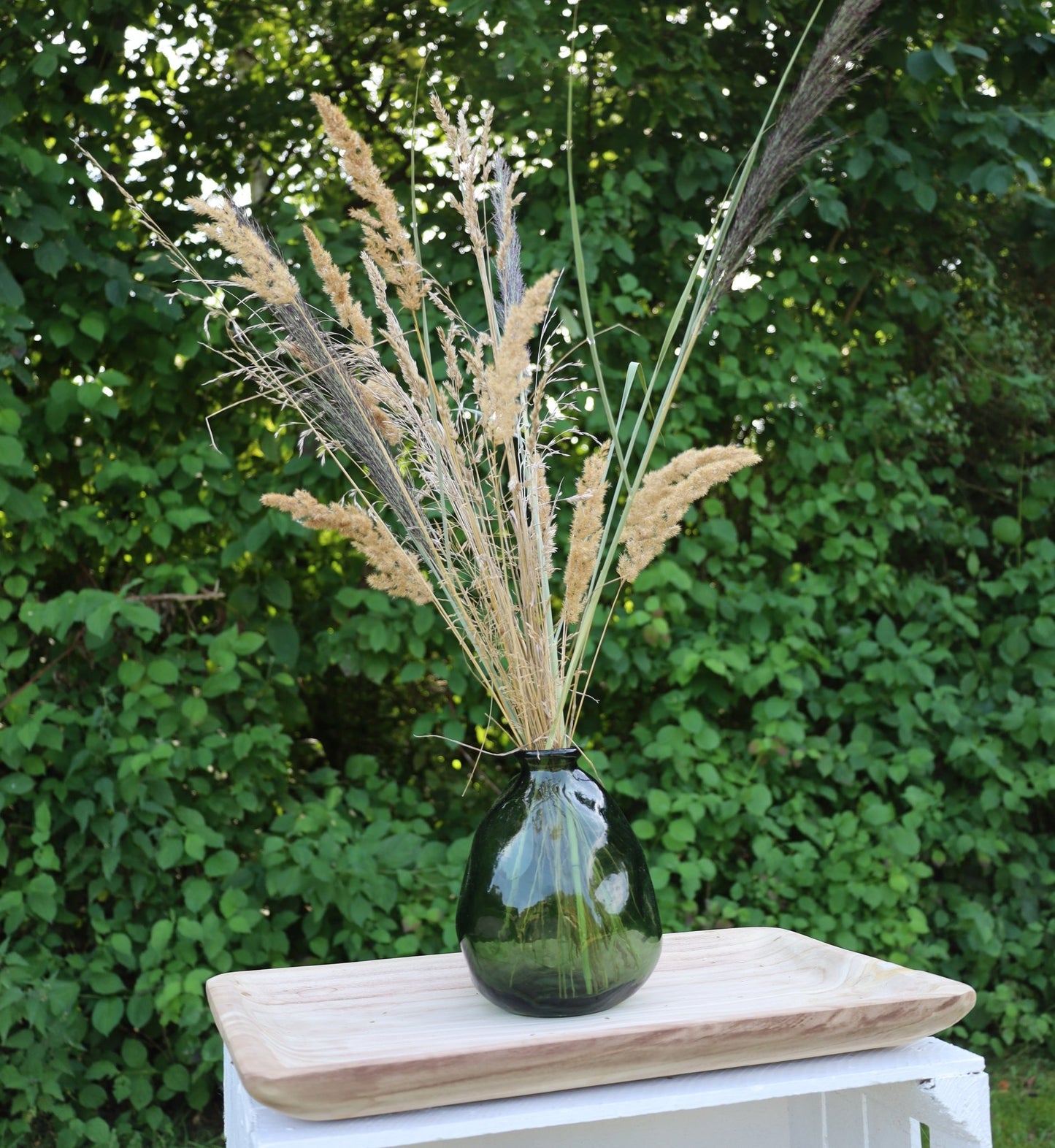 Glasvase Grün Recycelt 20cm - Organische Form Landhaus Boho Deko {{ Shabby Chic und Landhaus Deko }} {{ www.Stein-Alt.de }}