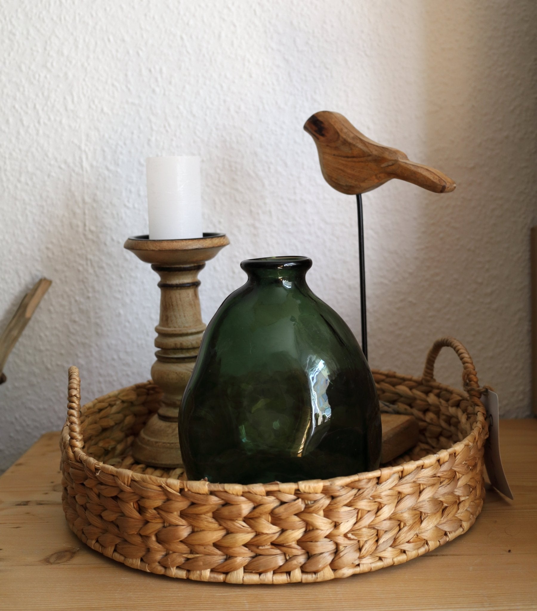 Glasvase Grün Recycelt 20cm - Organische Form Landhaus Boho Deko {{ Shabby Chic und Landhaus Deko }} {{ www.Stein-Alt.de }}
