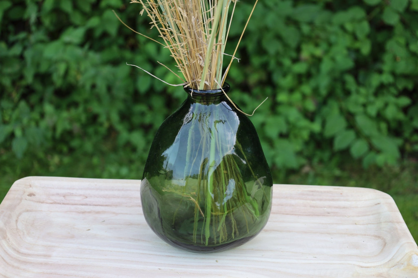 Glasvase Grün Recycelt 20cm - Organische Form Landhaus Boho Deko {{ Shabby Chic und Landhaus Deko }} {{ www.Stein-Alt.de }}