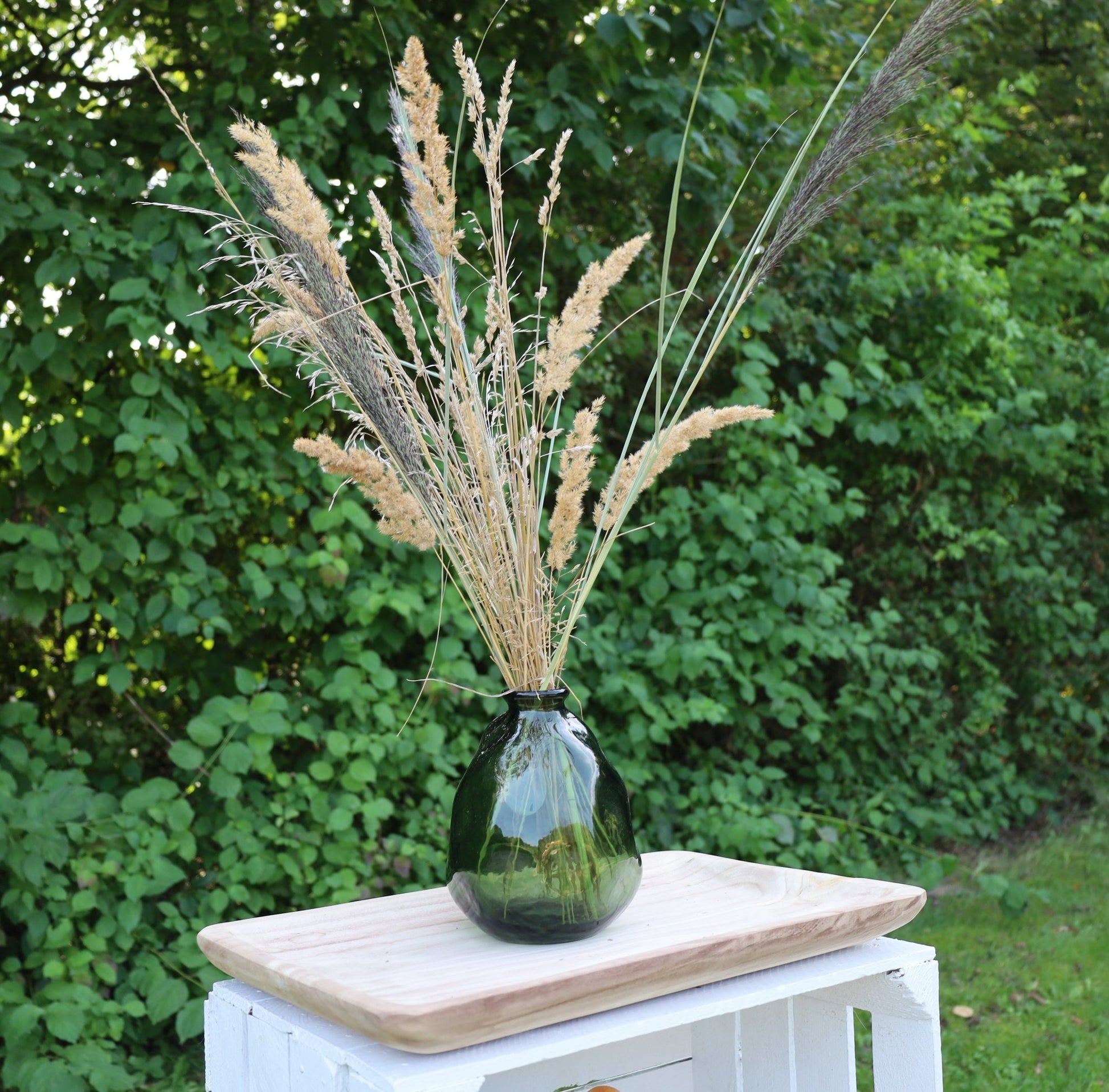 Glasvase Grün Recycelt 20cm - Organische Form Landhaus Boho Deko {{ Shabby Chic und Landhaus Deko }} {{ www.Stein-Alt.de }}