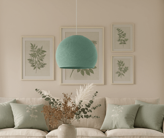 Hängeleuchte Blau-Grün Ø 31 cm | Cottonball Pendelleuchte – Cotton Ball Lights {{ Shabby Chic und Landhaus Deko }} {{ www.Stein-Alt.de }}