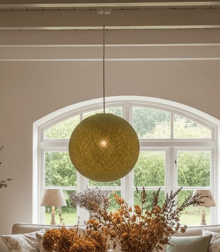 Hängeleuchte Grün Ø 31 cm | Cottonball Deckenleuchte – Cotton Ball Lights {{ Shabby Chic und Landhaus Deko }} {{ www.Stein-Alt.de }}