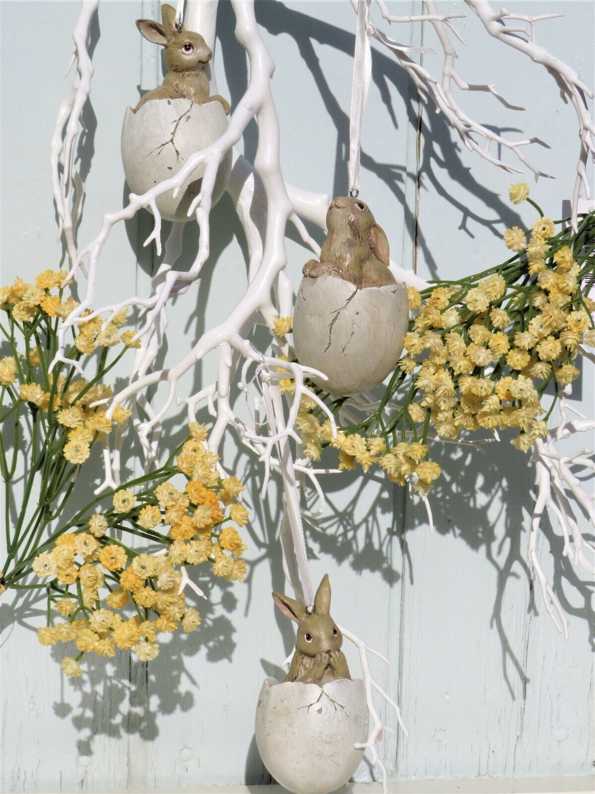 Häschen-Anhänger Ostern Braun 3er Set - Osterdeko Landhausstil {{ Shabby Chic und Landhaus Deko }} {{ www.Stein-Alt.de }}