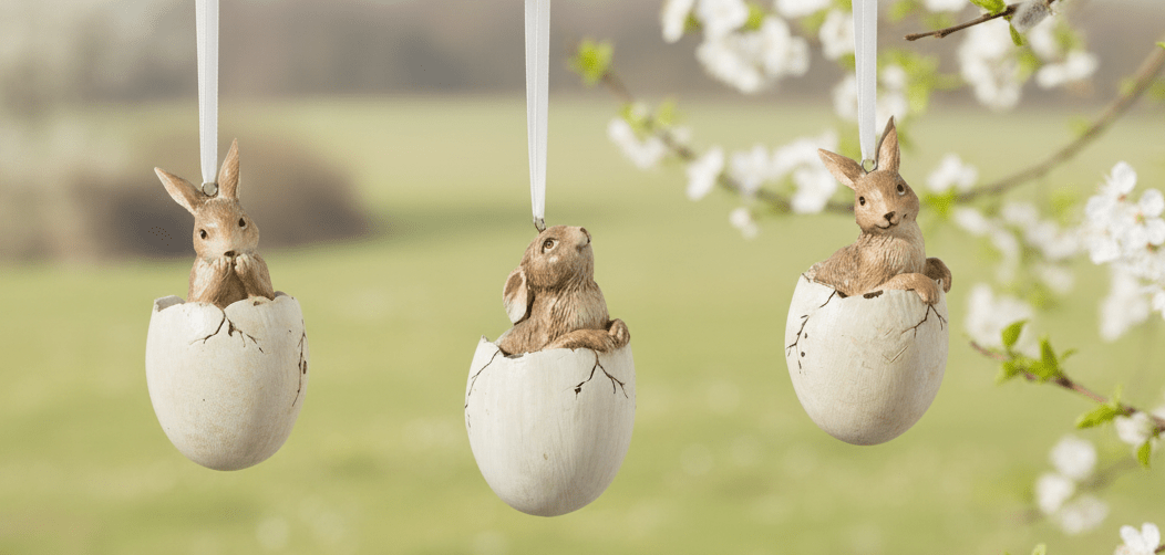 Häschen-Anhänger Ostern Braun 3er Set - Osterdeko Landhausstil {{ Shabby Chic und Landhaus Deko }} {{ www.Stein-Alt.de }}