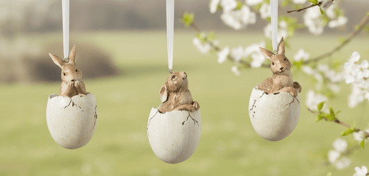 Häschen-Anhänger Ostern Braun 3er Set - Osterdeko Landhausstil {{ Shabby Chic und Landhaus Deko }} {{ www.Stein-Alt.de }}