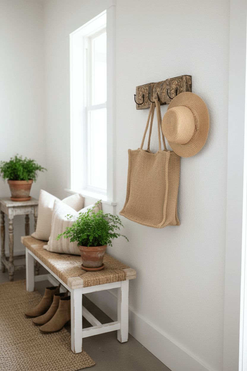 Hakenleiste aus Altholz - Upcycling Wandhaken im Landhausstil {{ Shabby Chic und Landhaus Deko }} {{ www.Stein-Alt.de }}