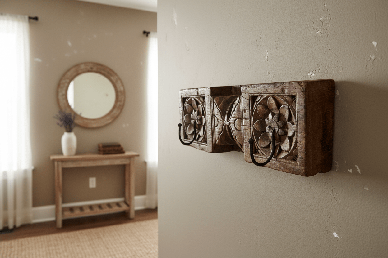 Hakenleiste aus Altholz - Upcycling Wandhaken im Landhausstil {{ Shabby Chic und Landhaus Deko }} {{ www.Stein-Alt.de }}