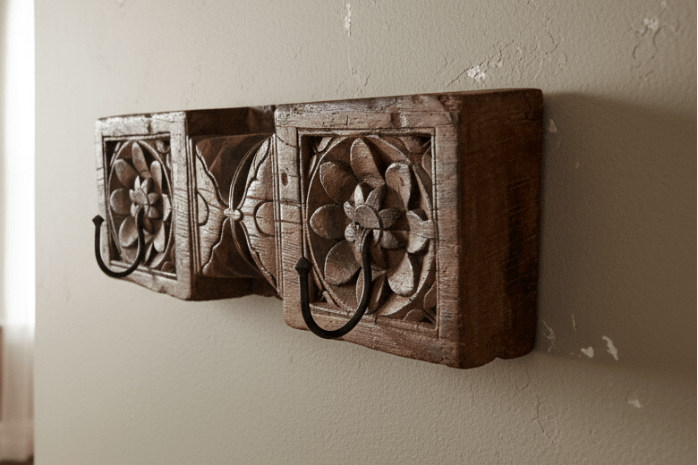Hakenleiste aus Altholz - Upcycling Wandhaken im Landhausstil {{ Shabby Chic und Landhaus Deko }} {{ www.Stein-Alt.de }}