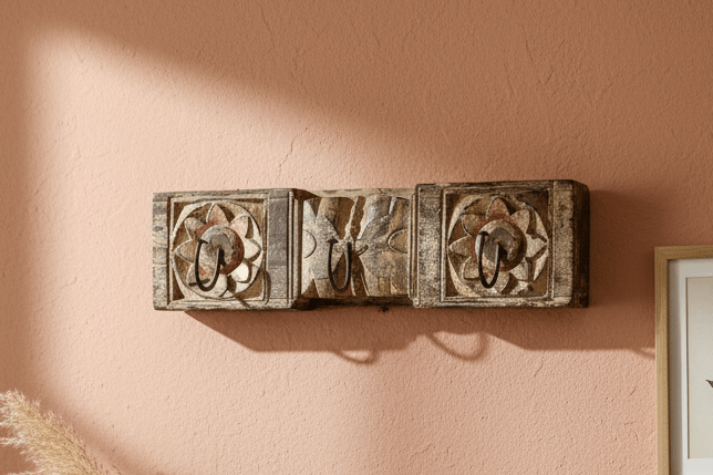 Hakenleiste aus Altholz - Upcycling Wandhaken im Landhausstil {{ Shabby Chic und Landhaus Deko }} {{ www.Stein-Alt.de }}