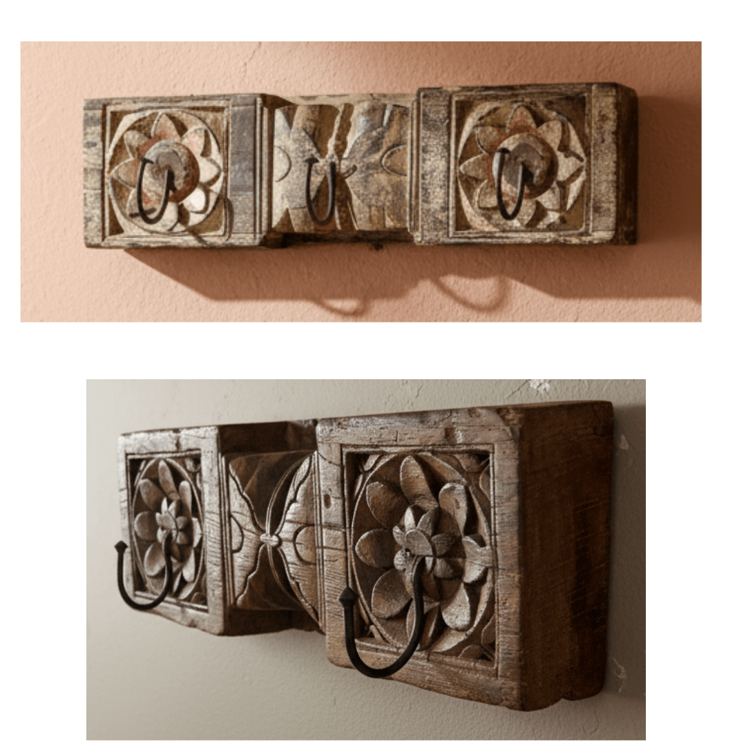 Hakenleiste aus Altholz - Upcycling Wandhaken im Landhausstil {{ Shabby Chic und Landhaus Deko }} {{ www.Stein-Alt.de }}