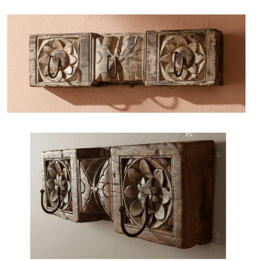 Hakenleiste aus Altholz - Upcycling Wandhaken im Landhausstil {{ Shabby Chic und Landhaus Deko }} {{ www.Stein-Alt.de }}