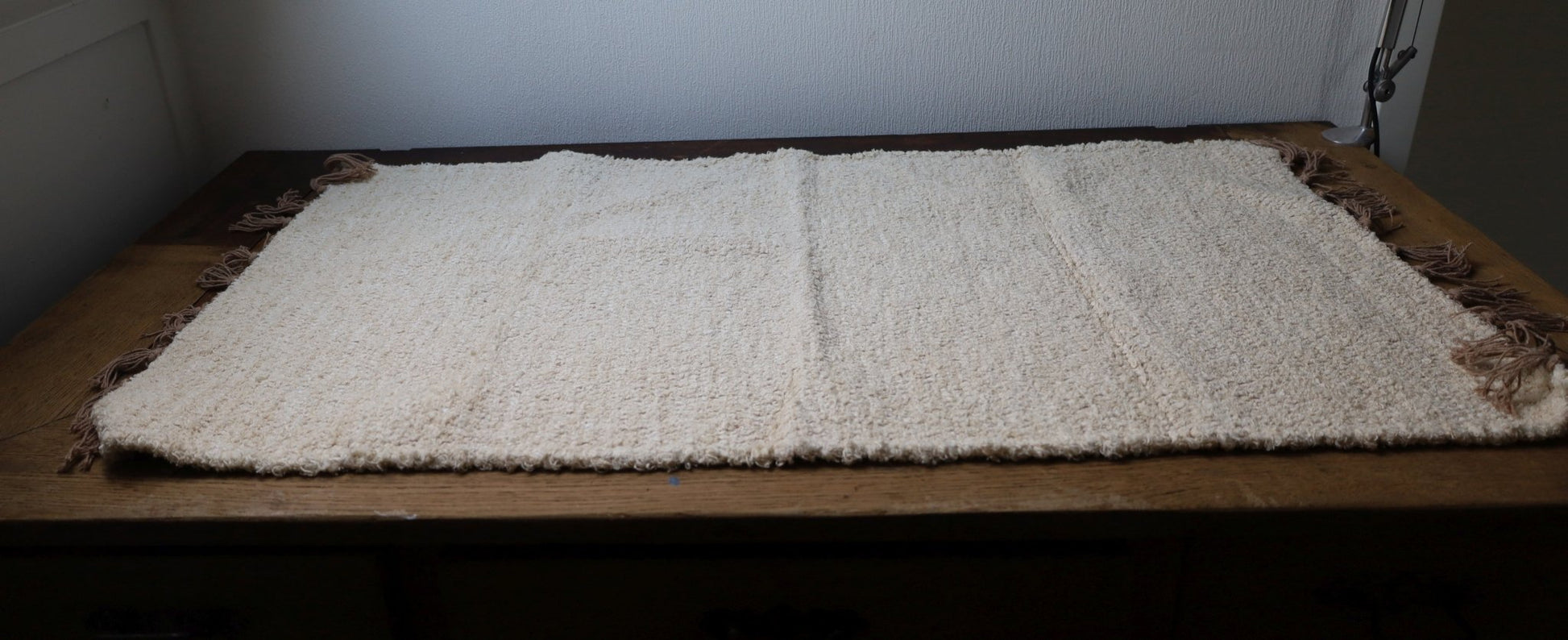 Handgeknüpfter Baumwollteppich Wollweiß - Landhausstil Teppich 100% Baumwolle 110 cm x 60 cm {{ Shabby Chic und Landhaus Deko }} {{ www.Stein-Alt.de }}