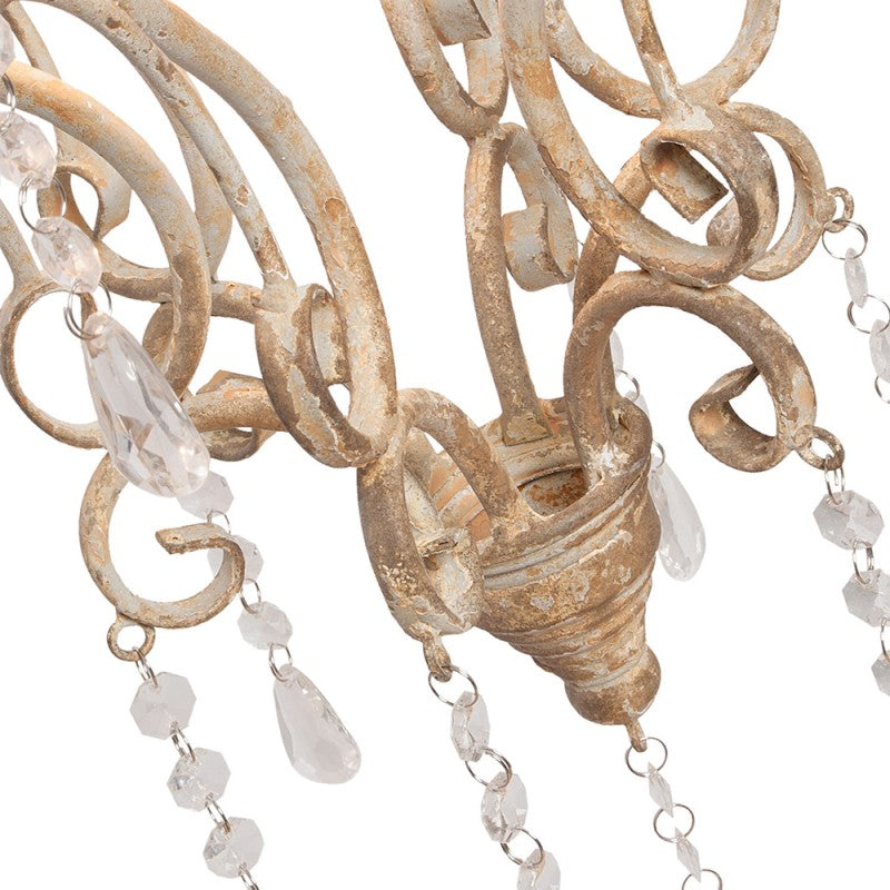 Hängelampe Grau mit Kristallen Ø 32cm - Romantische Pendelleuchte Eisen Landhaus