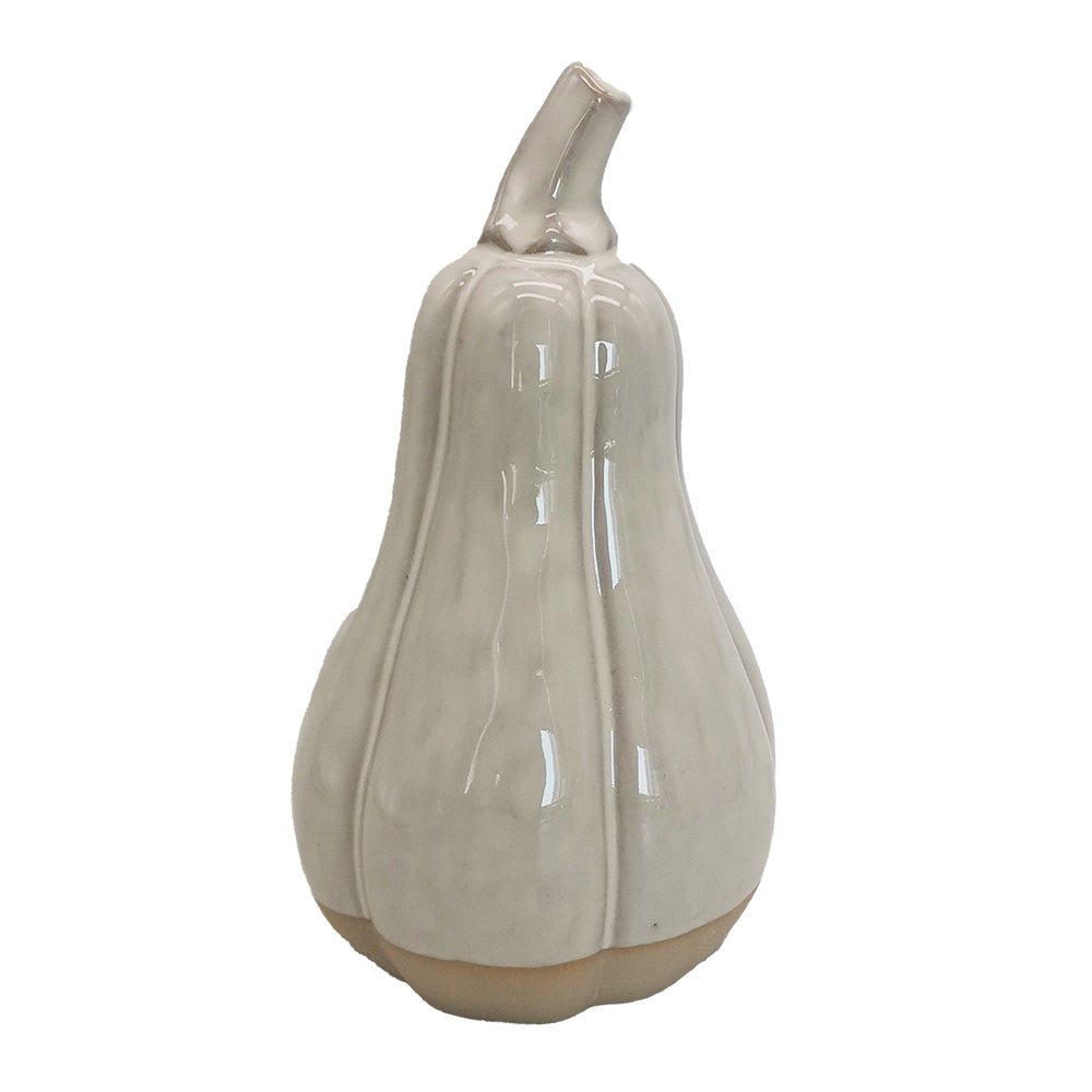 Herbstliche Deko-Kürbisse aus Keramik - Grau-Beige Landhausstil {{ Shabby Chic und Landhaus Deko }} {{ www.Stein-Alt.de }}