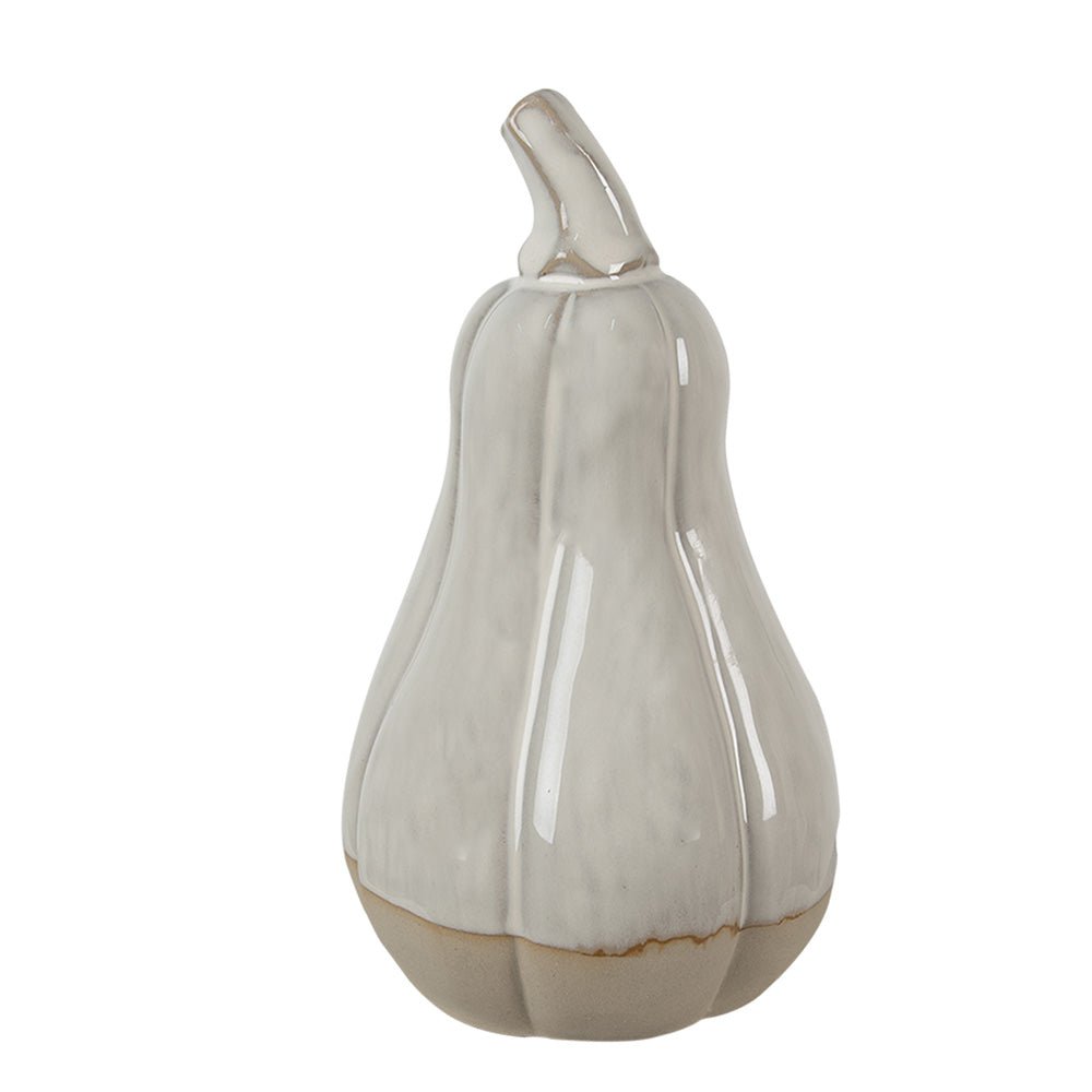 Herbstliche Deko-Kürbisse aus Keramik - Grau-Beige Landhausstil {{ Shabby Chic und Landhaus Deko }} {{ www.Stein-Alt.de }}