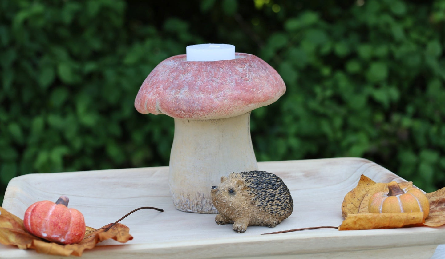 Herbstlicher Pilz Blumentopf & Kerzenhalter - Steinguss Deko Ø 15cm {{ Shabby Chic und Landhaus Deko }} {{ www.Stein-Alt.de }}
