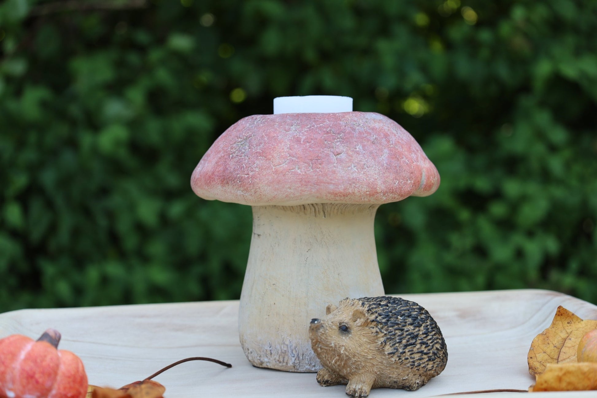 Herbstlicher Pilz Blumentopf & Kerzenhalter - Steinguss Deko Ø 15cm {{ Shabby Chic und Landhaus Deko }} {{ www.Stein-Alt.de }}