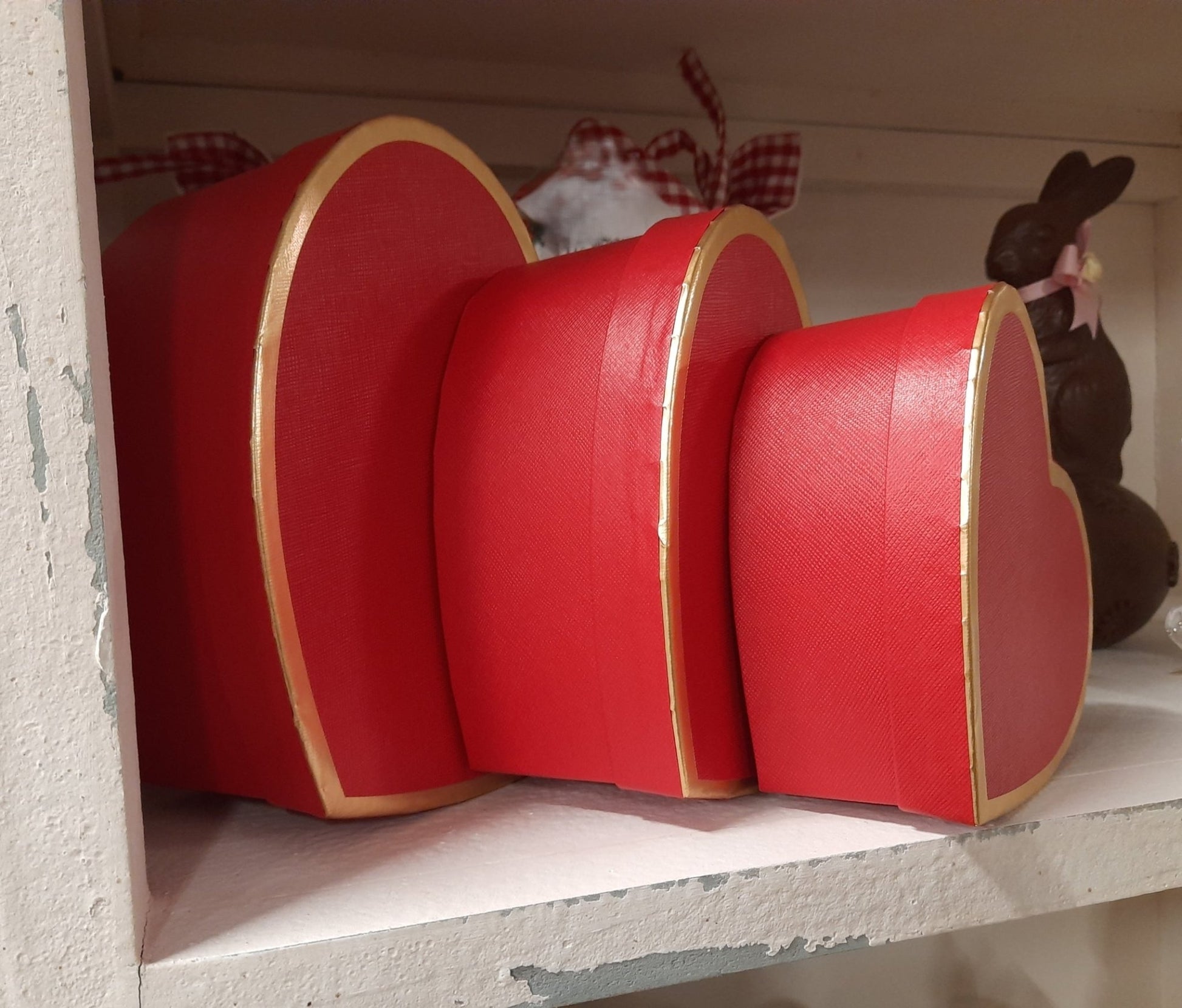Herzgeschenkbox 3er Set Rot - Romantische Aufbewahrungsbox Karton | Clayre & Eef {{ Shabby Chic und Landhaus Deko }} {{ www.Stein-Alt.de }}