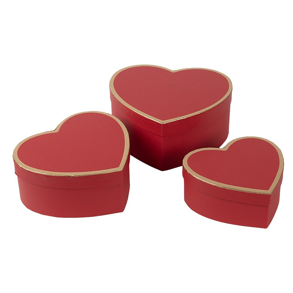 Herzgeschenkbox 3er Set Rot - Romantische Aufbewahrungsbox Karton | Clayre & Eef {{ Shabby Chic und Landhaus Deko }} {{ www.Stein-Alt.de }}