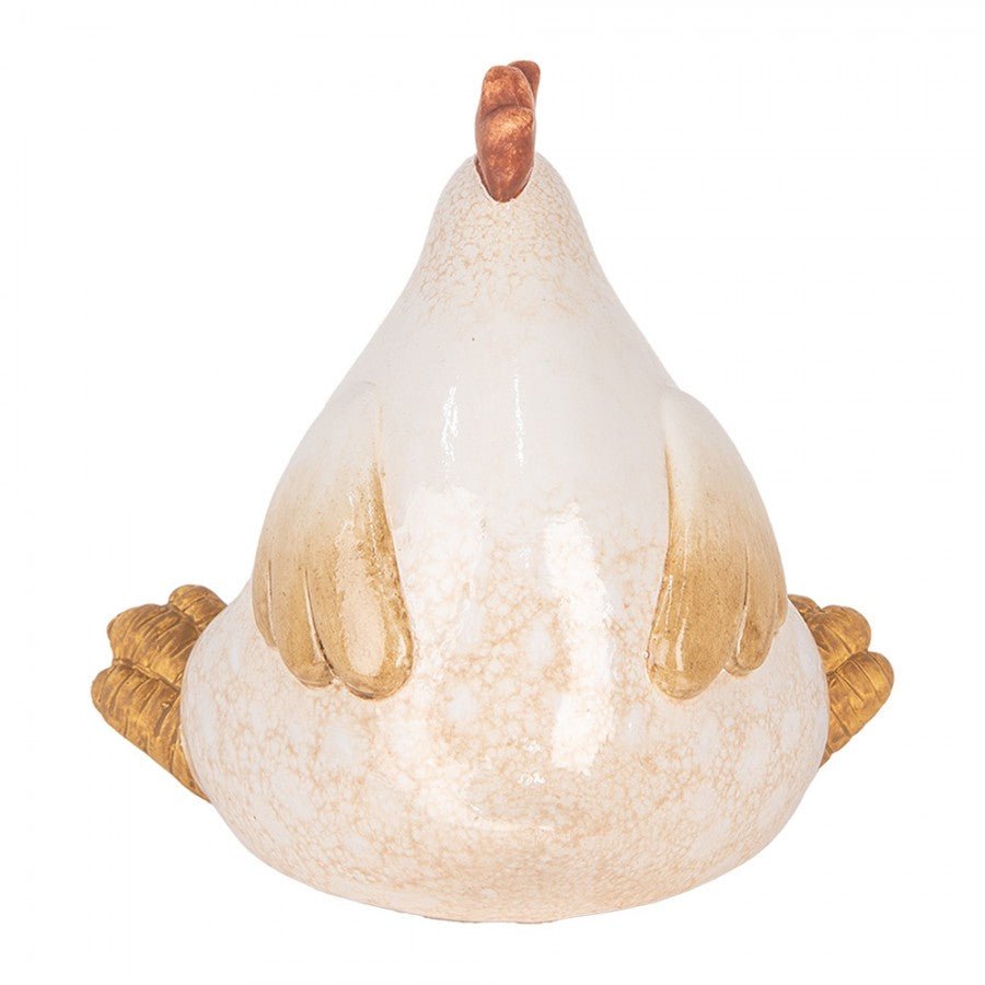 Huhn aus Keramik / Dekofigur in Beige 18 cm – Landhausstil Osterdeko {{ Shabby Chic und Landhaus Deko }} {{ www.Stein-Alt.de }}